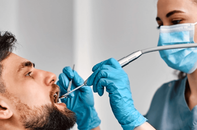 man getting a dental checkup